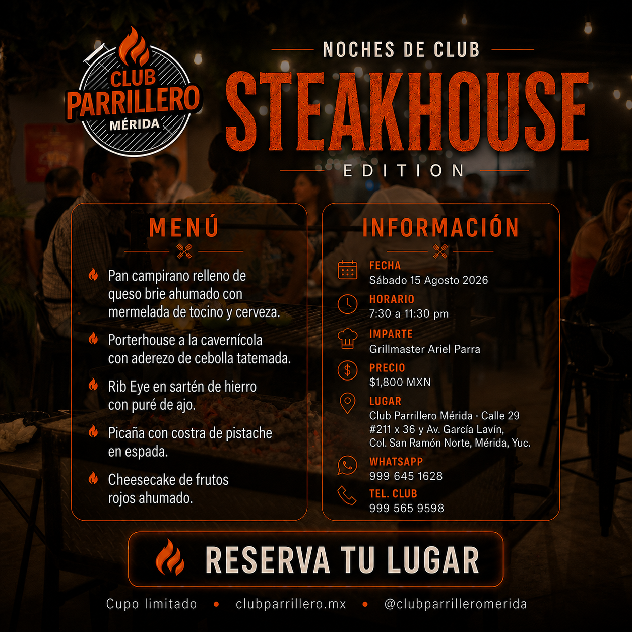 Noche de Club: Steakhouse Edition | 15 Agosto